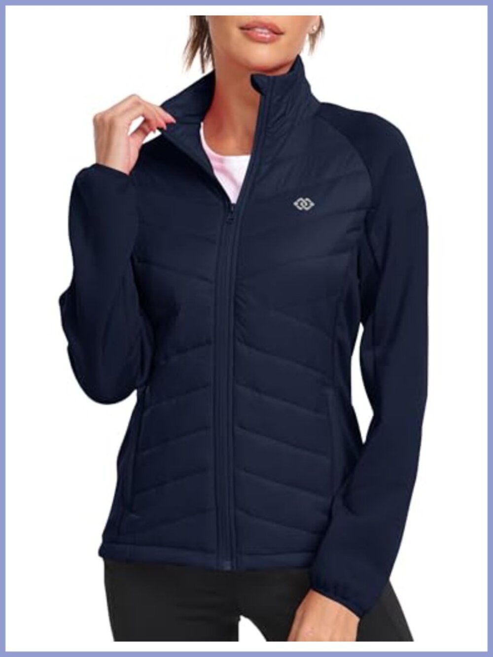 Lightweight Insulated Running Jacket Fleece Lined Quilted Hiking
